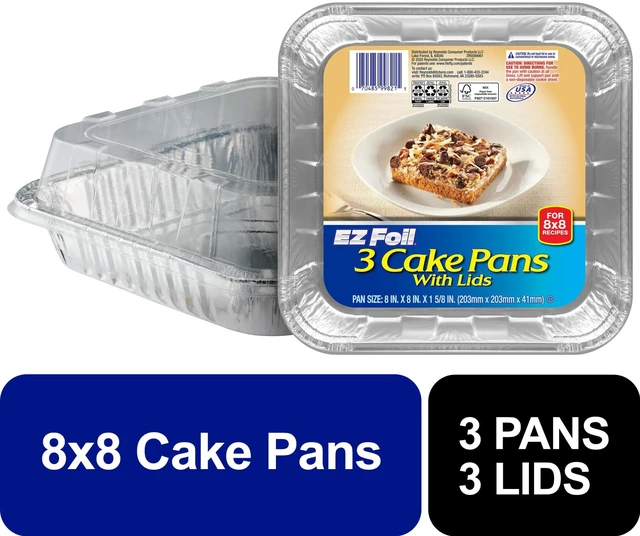 Main image of Ez Foil Cake Pans With Cover Bakeware 8 Inch 8 Inch X 8 Inch X 1.625 Inch Silver 1 Pack 3 Count