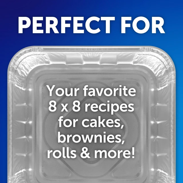 Alt view image 2 of 6 - Ez Foil Cake Pans With Cover Bakeware 8 Inch 8 Inch X 8 Inch X 1.625 Inch Silver 1 Pack 3 Count