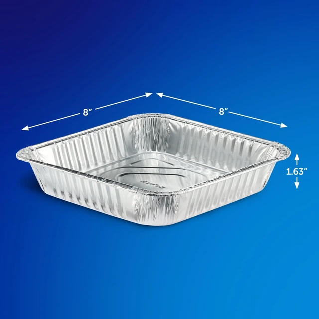 Alt view image 4 of 6 - Ez Foil Cake Pans With Cover Bakeware 8 Inch 8 Inch X 8 Inch X 1.625 Inch Silver 1 Pack 3 Count