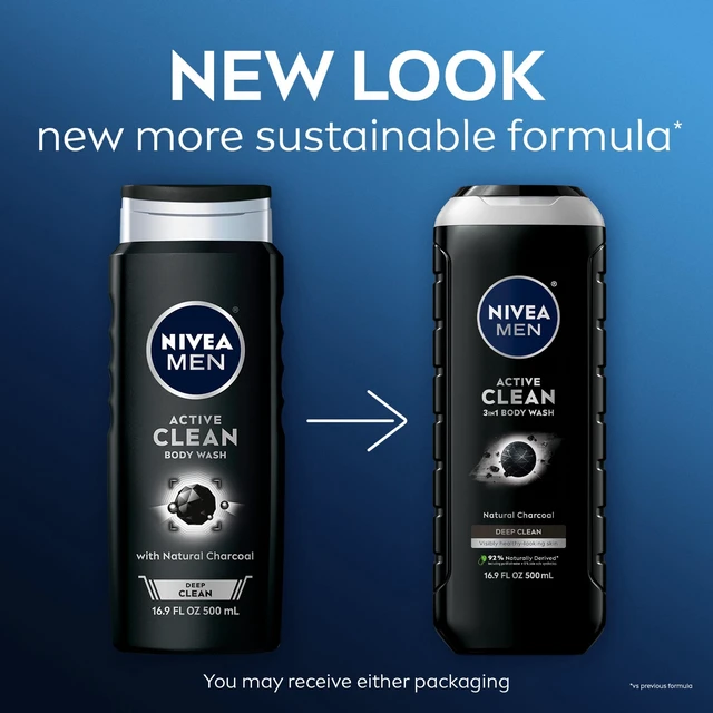Alt view image 3 of 4 - NIVEA MEN Active Clean 3-in-1 Men's Body Wash with Charcoal, Vanilla Bourbon Scent, 16.9 fl oz