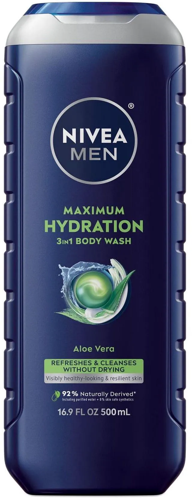 Main image of NIVEA MEN Maximum Hydration 3-in-1 Men's Body Wash for Dry Skin with Aloe Vera, 16.9 fl oz