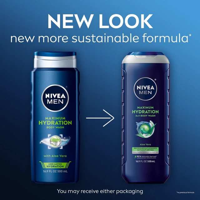 Alt view image 2 of 5 - NIVEA MEN Maximum Hydration 3-in-1 Men's Body Wash for Dry Skin with Aloe Vera, 16.9 fl oz
