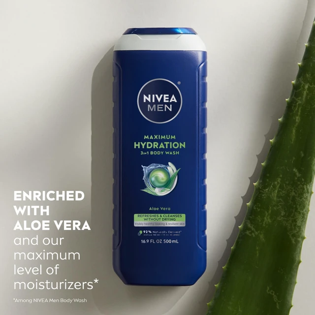 Alt view image 5 of 5 - NIVEA MEN Maximum Hydration 3-in-1 Men's Body Wash for Dry Skin with Aloe Vera, 16.9 fl oz