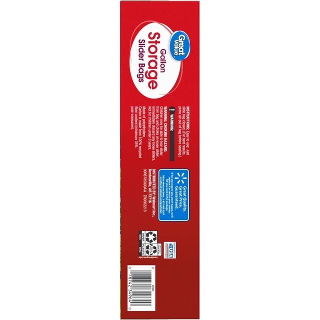 Alt view image 3 of 5 - Great Value Fresh Seal Slider Zipper Storage Bags, Gallon, 40 Count