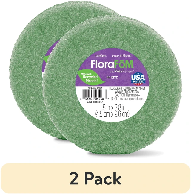 Main image of (2 pack) FloraCraft FloraFM Disc 1.8 inch x 3.8 inch Green Floral Arranging Supply