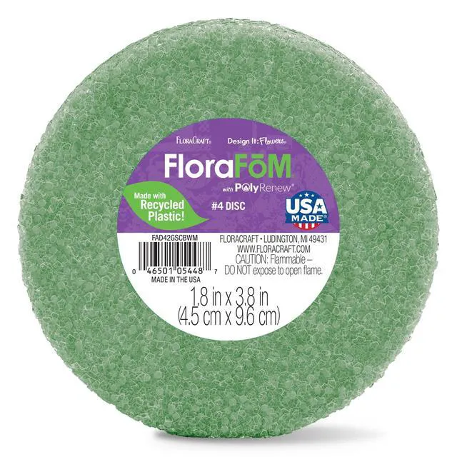 Alt view image 6 of 6 - (2 pack) FloraCraft FloraFM Disc 1.8 inch x 3.8 inch Green Floral Arranging Supply