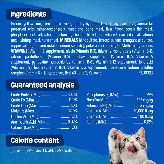 Alt view image 5 of 6 - Purina Friskies Dry Cat Food Seafood Sensations with Salmon, Tuna, and Shrimp Flavors, 3.15 lb Bag