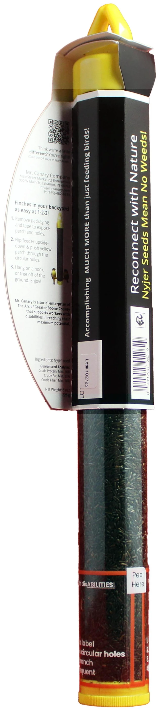 Alt view image 6 of 6 - Mr. Canary Nyjer Finch Tube Feeder with 8oz Nyjer Seed