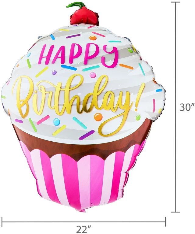 Alt view image 4 of 5 - 35" Multicolor Happy Birthday Cupcake Foil Balloon, by Way To Celebrate