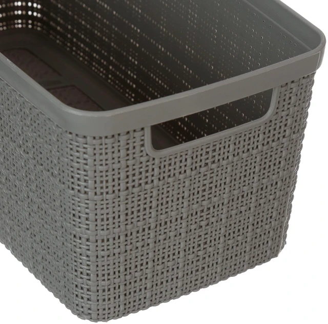 Alt view image 2 of 7 - Curver Jute Narrow Gray Plastic Decorative Storage Basket, 13.6 in x 6.7 in x 5.7 in