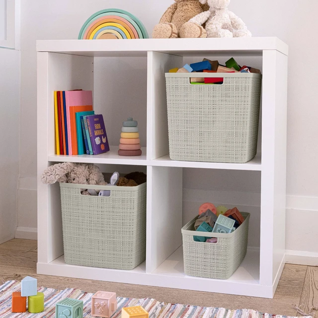 Alt view image 7 of 7 - Curver Jute Narrow Beige Plastic Decorative Storage Basket, 13.6 in x 6.7 in x 5.7 in