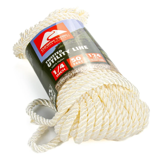 Alt view image 3 of 6 - Ozark Trail 1/4 in. x 50 ft Twisted Nylon Utility Line, White, 124 lb Working Load