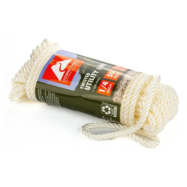 Alt view image 5 of 6 - Ozark Trail 1/4 in. x 50 ft Twisted Nylon Utility Line, White, 124 lb Working Load