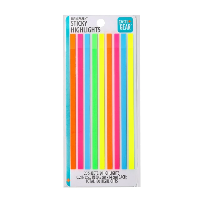 Alt view image 3 of 6 - (3 pack) Pen+Gear Sticky Highlights, Transparent, Assorted Colors 0.2 x 5.5 inch, 9 Pads