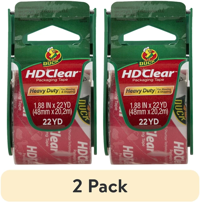 Main image of (2 pack) Duck HD Clear Heavy Duty Packing Tape with Dispenser, 1.88 in x 22.2 yd, Clear, 1 Roll