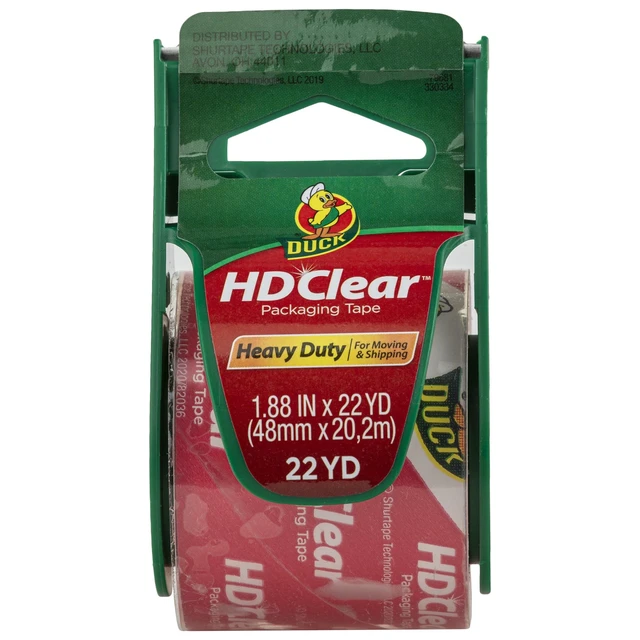 Alt view image 3 of 5 - (2 pack) Duck HD Clear Heavy Duty Packing Tape with Dispenser, 1.88 in x 22.2 yd, Clear, 1 Roll