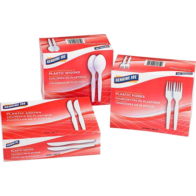 Alt view image 2 of 5 - Genuine Joe, GJO10431, Heavyweight Disposable Knives, 100 / Box, White