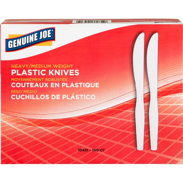 Alt view image 3 of 5 - Genuine Joe, GJO10431, Heavyweight Disposable Knives, 100 / Box, White
