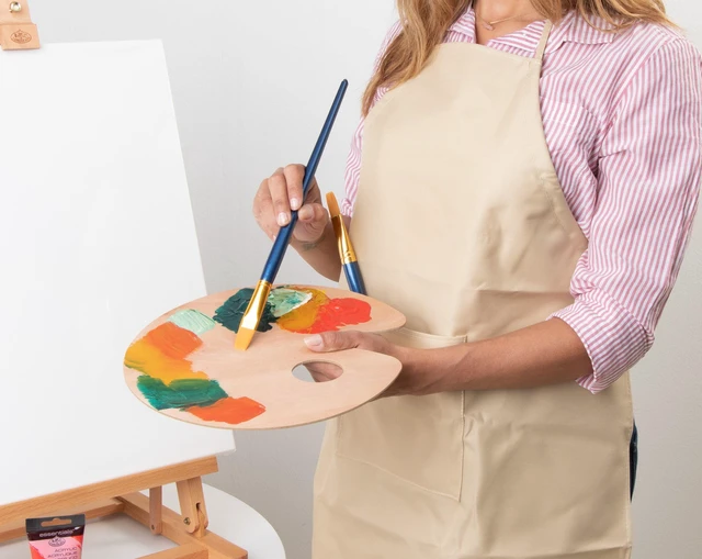 Alt view image 4 of 6 - Royal & Langnickel Essentials Unisex Beige Waterproof Canvas Apron for Painting and Crafting