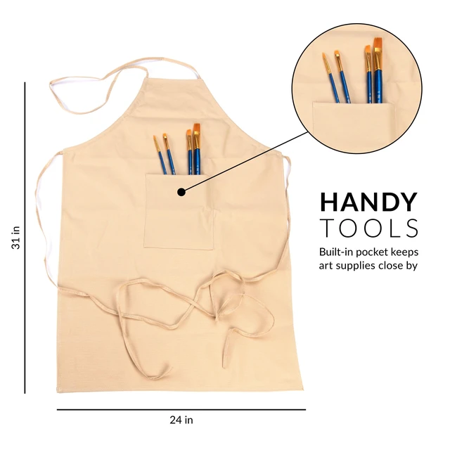 Alt view image 5 of 6 - Royal & Langnickel Essentials Unisex Beige Waterproof Canvas Apron for Painting and Crafting