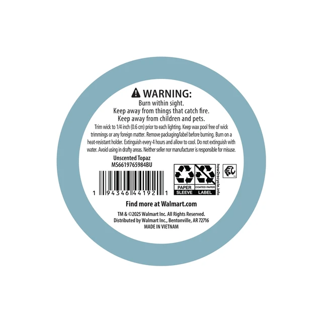 Alt view image 4 of 6 - Mainstays Single Wick Bubble Pillar Candle, 3 in x 5 in, Unscented, Blue