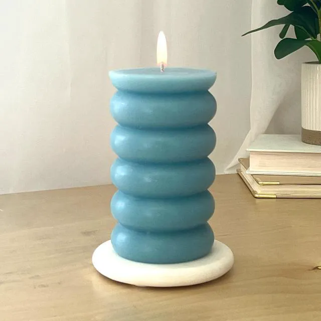Alt view image 6 of 6 - Mainstays Single Wick Bubble Pillar Candle, 3 in x 5 in, Unscented, Blue