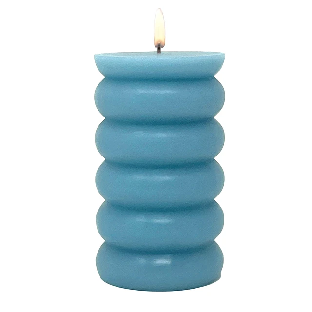 Alt view image 2 of 6 - Mainstays Single Wick Bubble Pillar Candle, 3 in x 5 in, Unscented, Blue