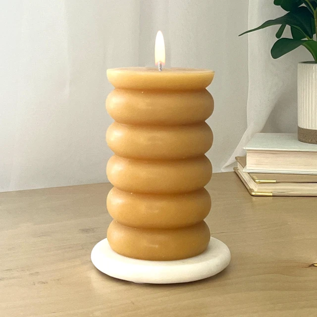 Alt view image 5 of 6 - Mainstays Single Wick Bubble Pillar Candle, 3 in x 5 in, Unscented, Orange