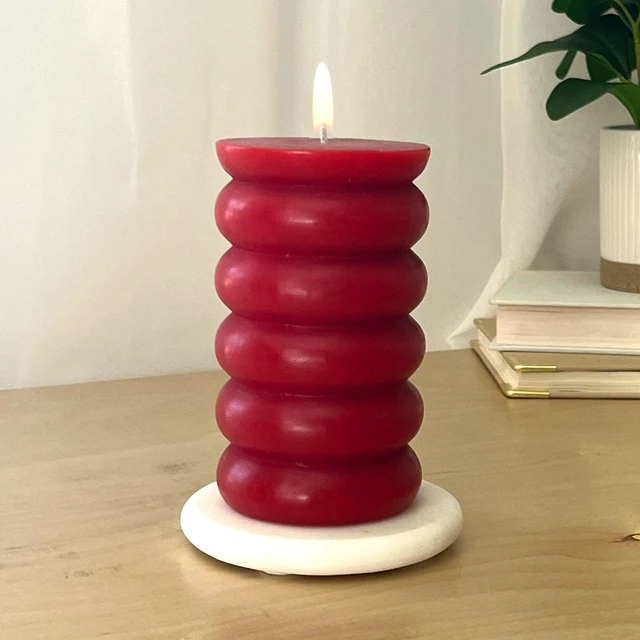 Alt view image 4 of 7 - Mainstays Single Wick Bubble Pillar Candle, 3 in x 5 in, Unscented, Red