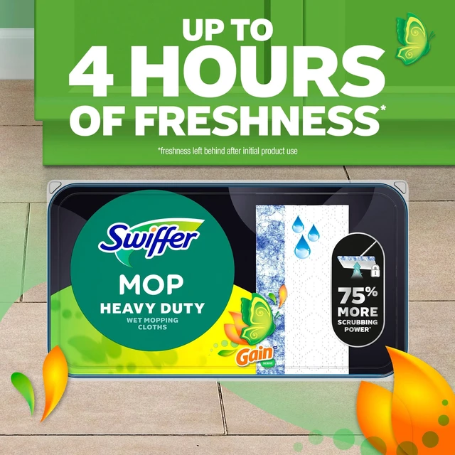 Alt view image 3 of 5 - Swiffer Mop & Go Heavy Duty Wet Refills, Gain, 10 Count