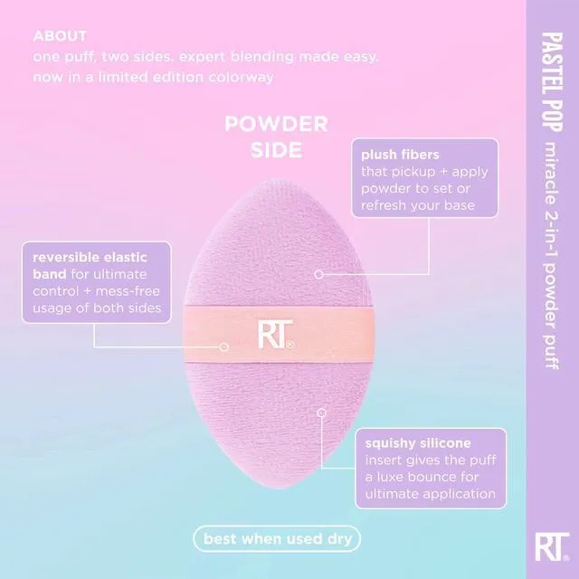 Alt view image 4 of 6 - Real Techniques Pastel Pop Miracle 2-In-1 Powder Puff, Dual-Sided Makeup Puff, 1 Count