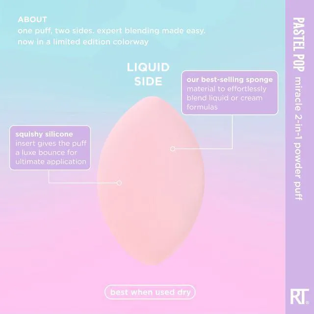 Alt view image 2 of 6 - Real Techniques Pastel Pop Miracle 2-In-1 Powder Puff, Dual-Sided Makeup Puff, 1 Count