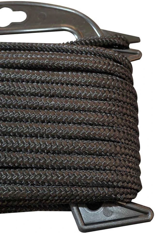 Alt view image 2 of 6 - Hyper Tough Polypropylene Diamond-Braid Rope, Black, 1/4 in x 50 ft, 1 Each