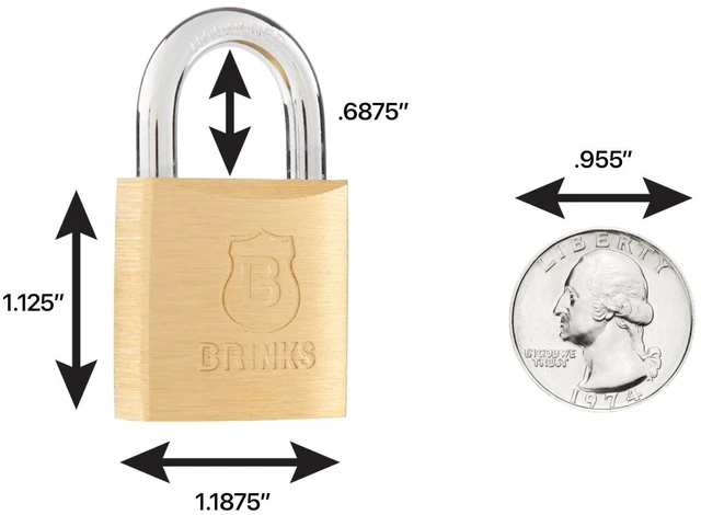 Alt view image 4 of 6 - Brinks Solid Brass 30mm Keyed Padlock with 5/8in Shackle