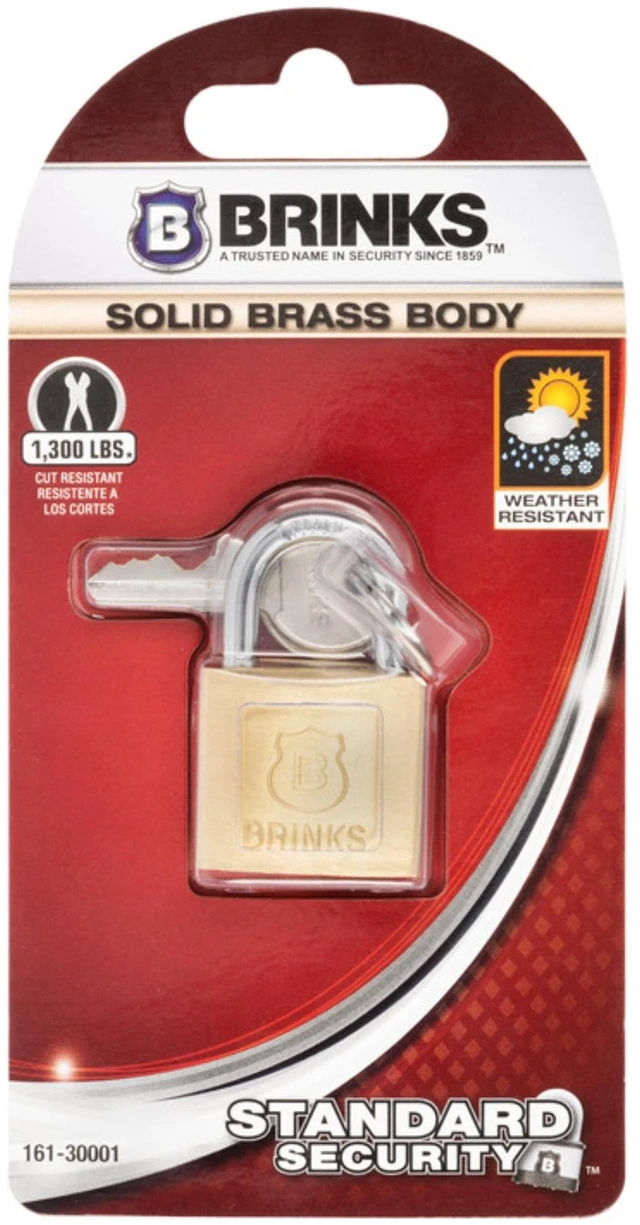 Alt view image 2 of 6 - Brinks Solid Brass 30mm Keyed Padlock with 5/8in Shackle