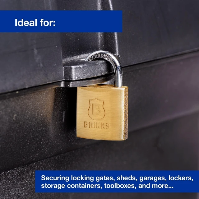 Alt view image 3 of 6 - Brinks Solid Brass 30mm Keyed Padlock with 5/8in Shackle