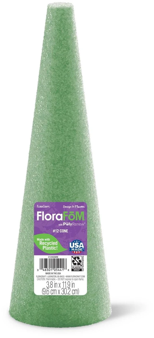 Main image of FloraCraft FloraFM Foam Cone 3.8 inch x 11.9 inch Green