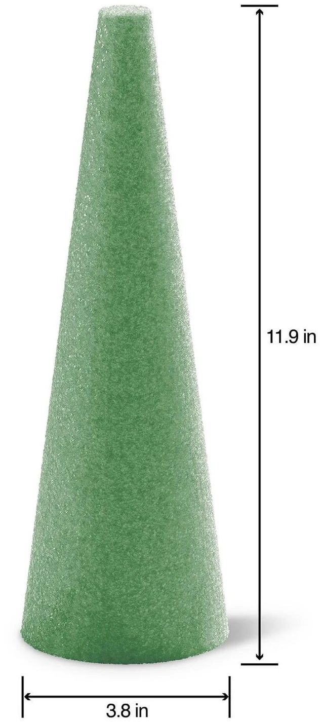 Alt view image 2 of 5 - FloraCraft FloraFM Foam Cone 3.8 inch x 11.9 inch Green