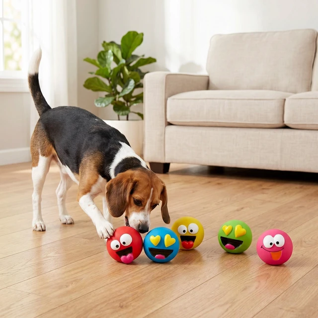 Alt view image 4 of 6 - Vibrant Life Multicolor Emoticon Latex Dog Toys with Squeakers, Chew Level 2, 5 Count