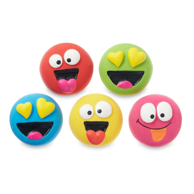 Alt view image 2 of 6 - Vibrant Life Multicolor Emoticon Latex Dog Toys with Squeakers, Chew Level 2, 5 Count
