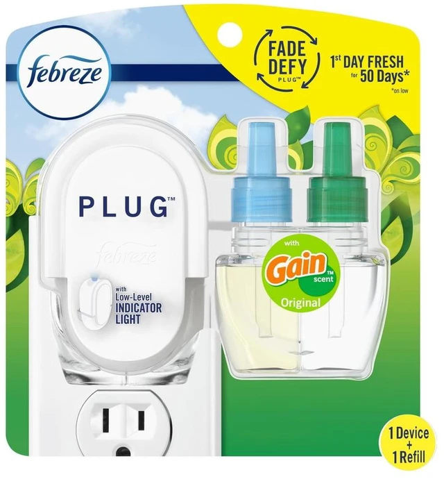 Main image of Febreze Plug In Air Freshener Scented Oil Kit Gain, Warmer + 1 Refill