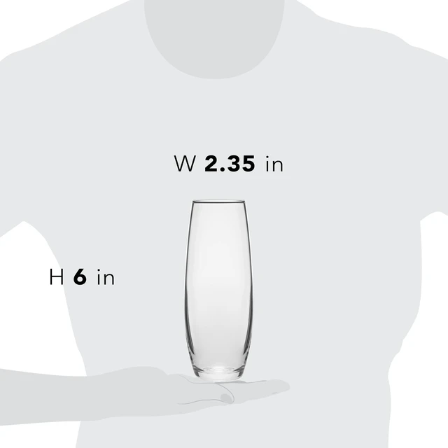 Alt view image 6 of 6 - (2 pack) Libbey Clear Glass Bud Floral Vase, 6"