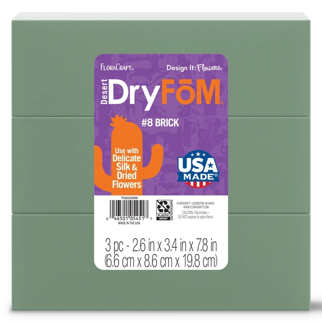 Alt view image 6 of 6 - (2 pack) FloraCraft Floral Desert DryFM 3 Piece Brick 2.6 inch x 3.4 inch x 7.8 inch Green
