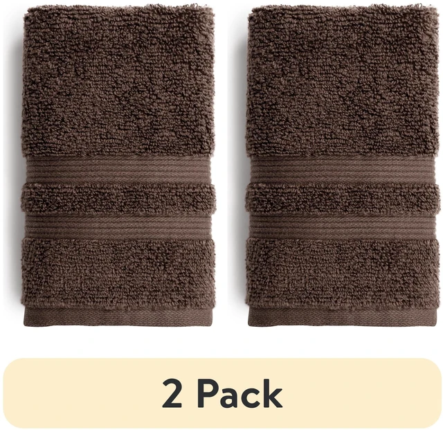 Main image of (2 pack) Mainstays Performance Hand Towel, 16 in x 26 in, Quick-Dry, Fade Resistant, Brown, 1 Count