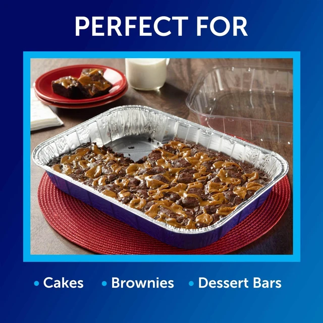 Alt view image 4 of 5 - Reynolds Kitchens Non-Stick Disposable Aluminum Baking Pans with Lids, Blue, 13 x 9 in., 2 Count