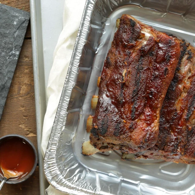 Alt view image 5 of 6 - Reynolds Kitchens Heavy Duty Disposable Aluminum Roasting Pans with Lids, 11.75x9.25x2.5 in, 2 Count