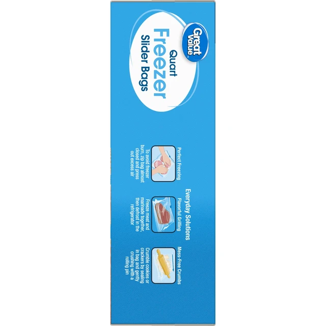 Alt view image 3 of 6 - Great Value Slider Zipper Freezer Bags, Quart, 50 Count
