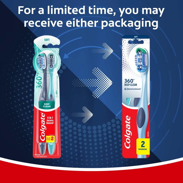 Alt view image 6 of 6 - Colgate 360 Deep Clean Toothbrush Pack, Soft Adult Toothbrushes, 2 Pack