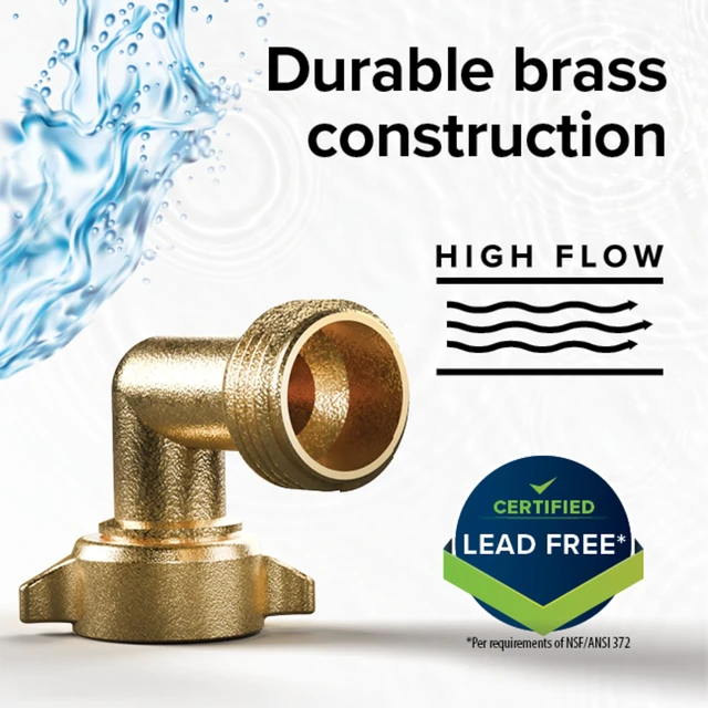 Alt view image 4 of 6 - Camco 90-Degree Hose Elbow for RVs - Solid Brass Construction, Certified Lead-Free (22505)