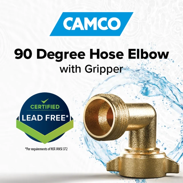 Alt view image 6 of 6 - Camco 90-Degree Hose Elbow for RVs - Solid Brass Construction, Certified Lead-Free (22505)